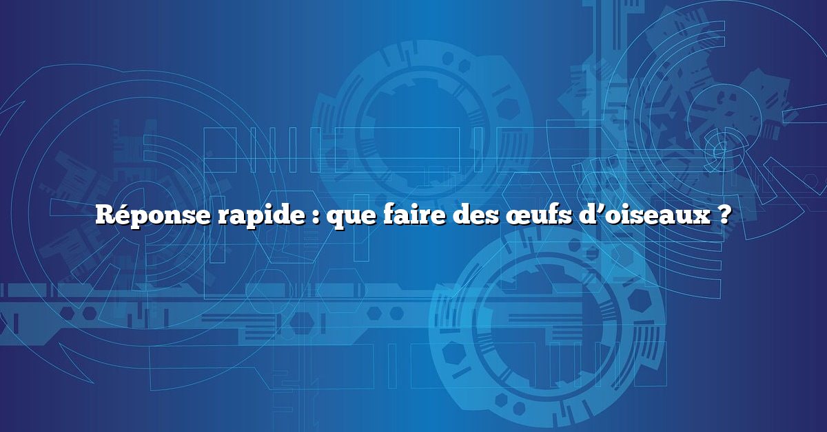 Réponse rapide : que faire des œufs d’oiseaux ?